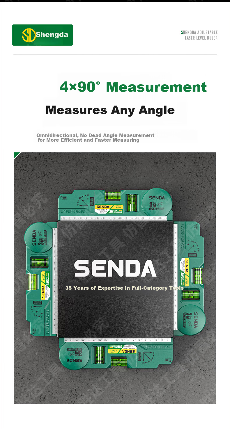 Shengda Laser Level High-Precision Electronic Spirit Level Strong Magnetic Green Laser Measuring Instrument Slope Ruler Line Projector 8