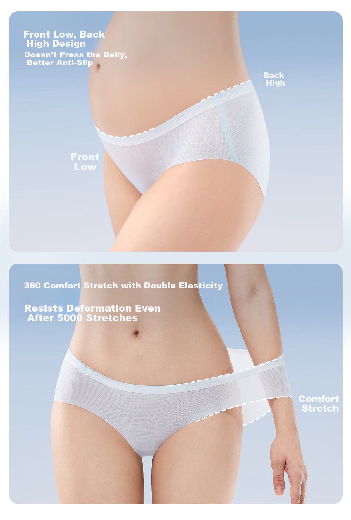 JOYNCLEON Maternity Underwear Summer Ice Silk Thin Seamless Breathable Ultra-Thin 3-Pack XXL jnk195955 9