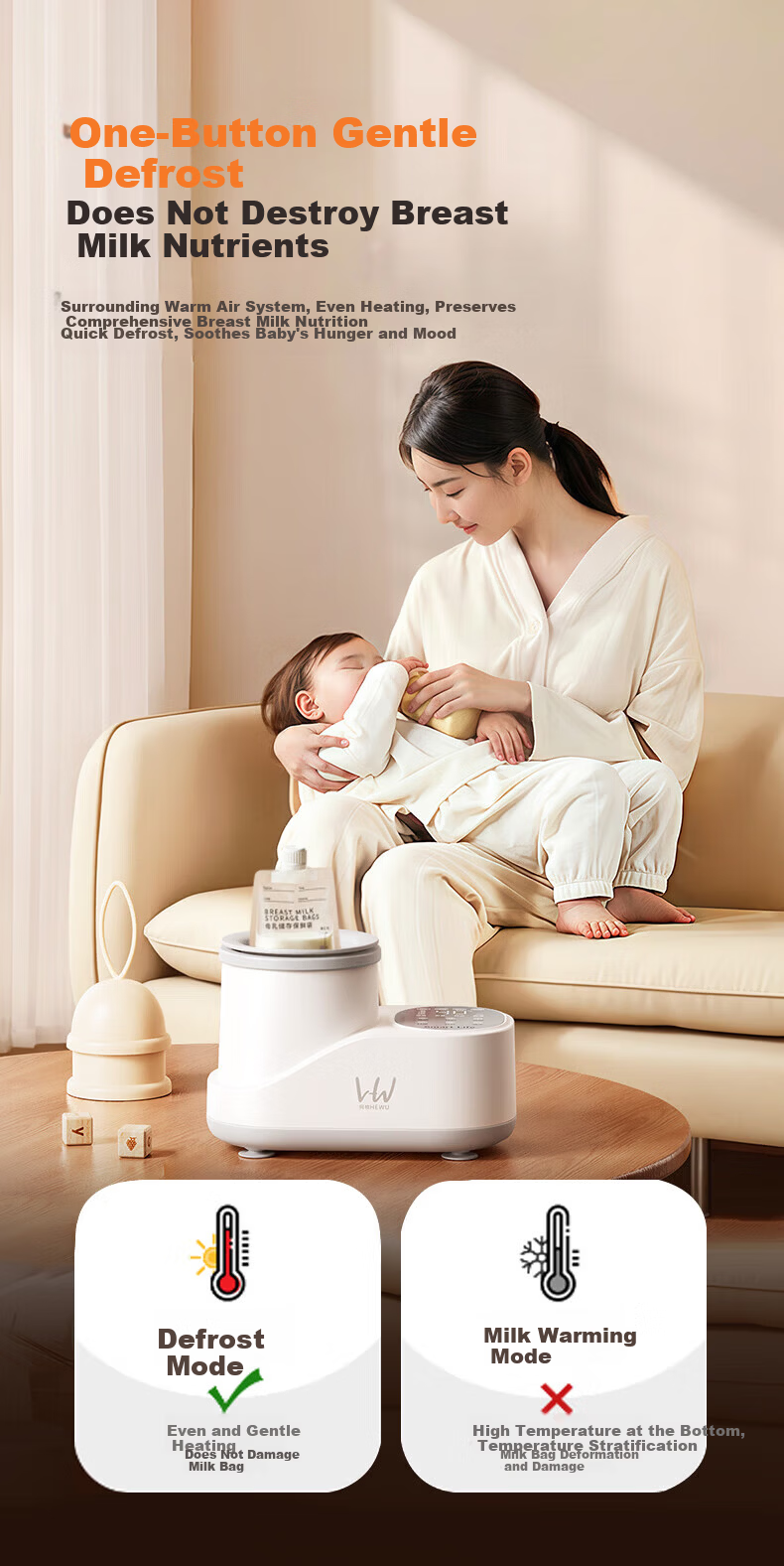 HeWu 2-in-1 Automatic Milk Warmer and Milk Shaker Bottle Warmer Breast Milk Thermostat Defrost Heater 22