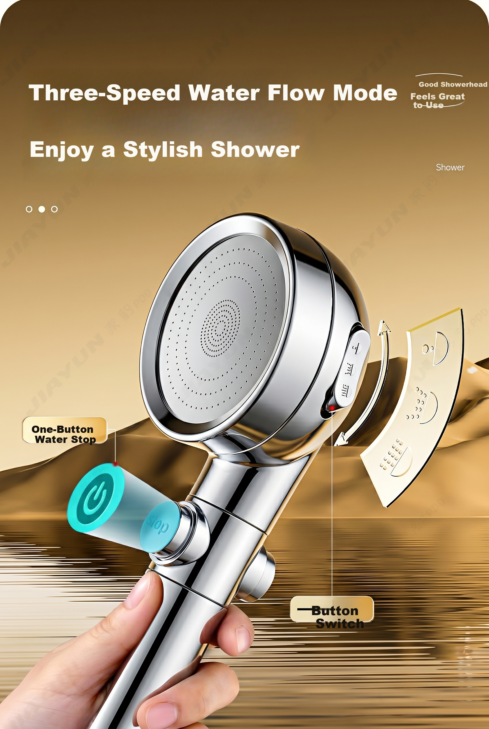 Jiayun High-Pressure Filtered Shower Head Powerful Multi-Function Handheld Shower Sprayer with Full Water Flow for Home Use 6