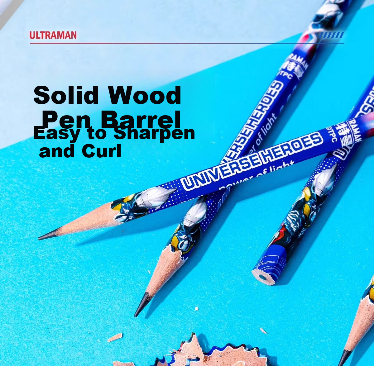 IiGEN Ultraman HB Pencil Set Learning Stationery Ultraman Pencil Eraser Grade 1-2 Boys Gift Hole Pencil AB Two Colors Random Single Pack 7557 9