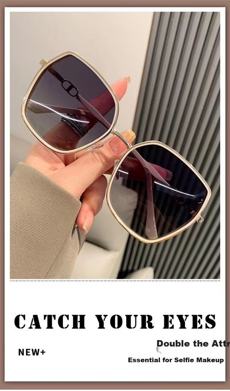 MT·MIT Fashion Korean Style Sunglasses Large Frame Sunshade Sunglasses for Women MT240352 Off-White with Gradient Gray Lenses 3