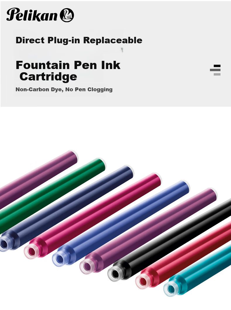 Pelikan 4001 Long Ink Cartridges Non-Carbon Ink Refill 5-Pack Student Pen Bright Red 1