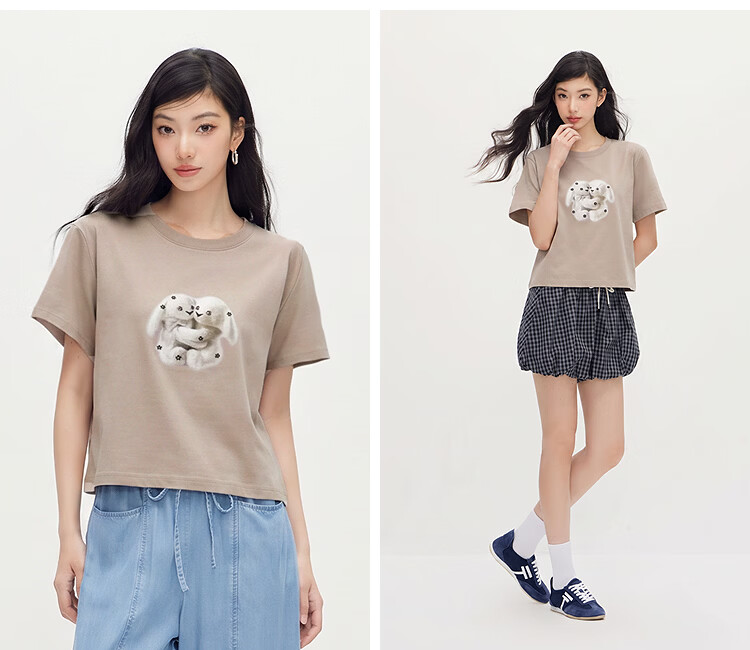 Semir Women's Short Sleeve T-Shirt Summer Crop Printed Slim Fit 2026 Design Pullover 10A326100005 4