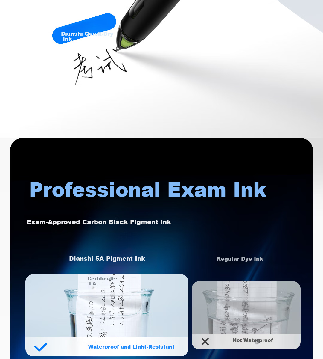 Dianshi 5A Retractable 0.5mm Black Carbon Neutral Pen Bullet Tip Double Ball Quick-Dry Smooth Student Exam Pen Transparent Barrel 12-Pack Back to School 6