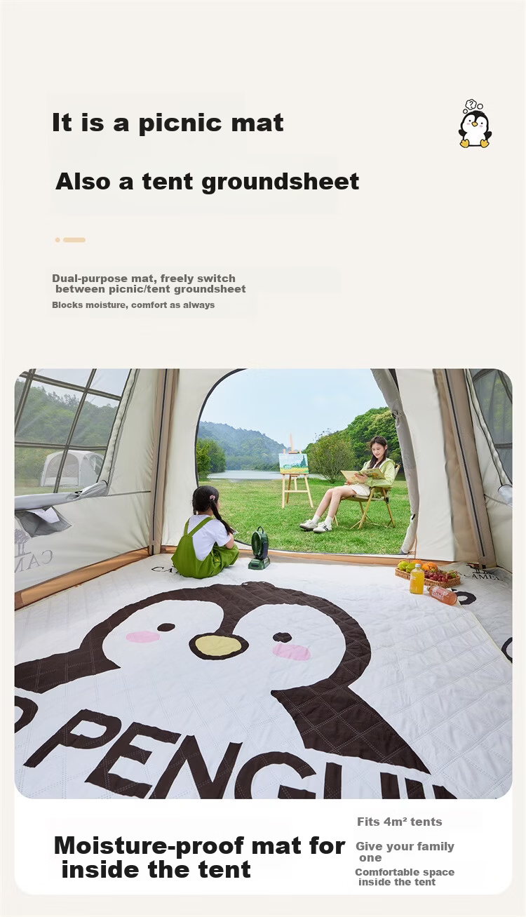 CAMEL Panda Picnic Mat Thickened Tent Moisture-Proof Mat Ludo Children's Spring Outing Mat Off-White P644 Ground Sleeping Mat 11