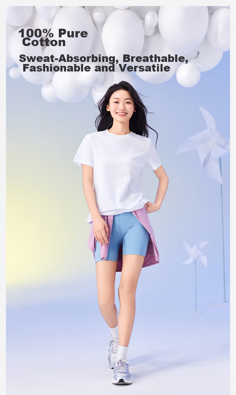 MiiOW 100% Cotton Women's Crew Neck T-Shirt Loose Fit Spring Summer Lightweight Casual Basic White Tee 1