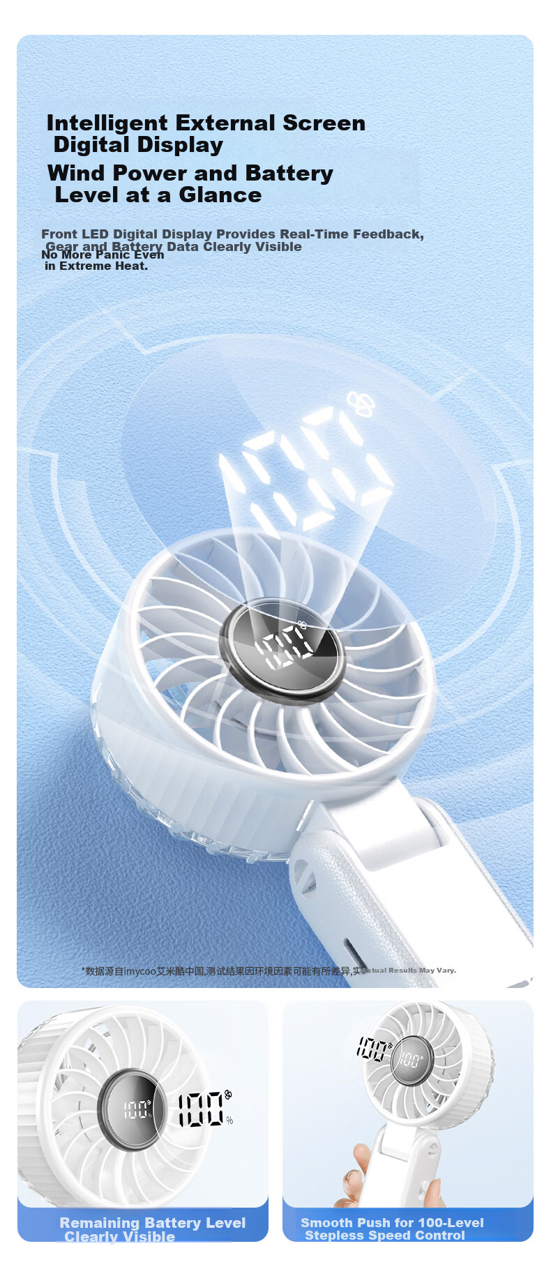 AIMIKU 2026 New Handheld Mini Fan Silent Portable Neck Hanging USB Rechargeable Cooling Foldable Desktop Fan for Students Dormitory Outdoor 6