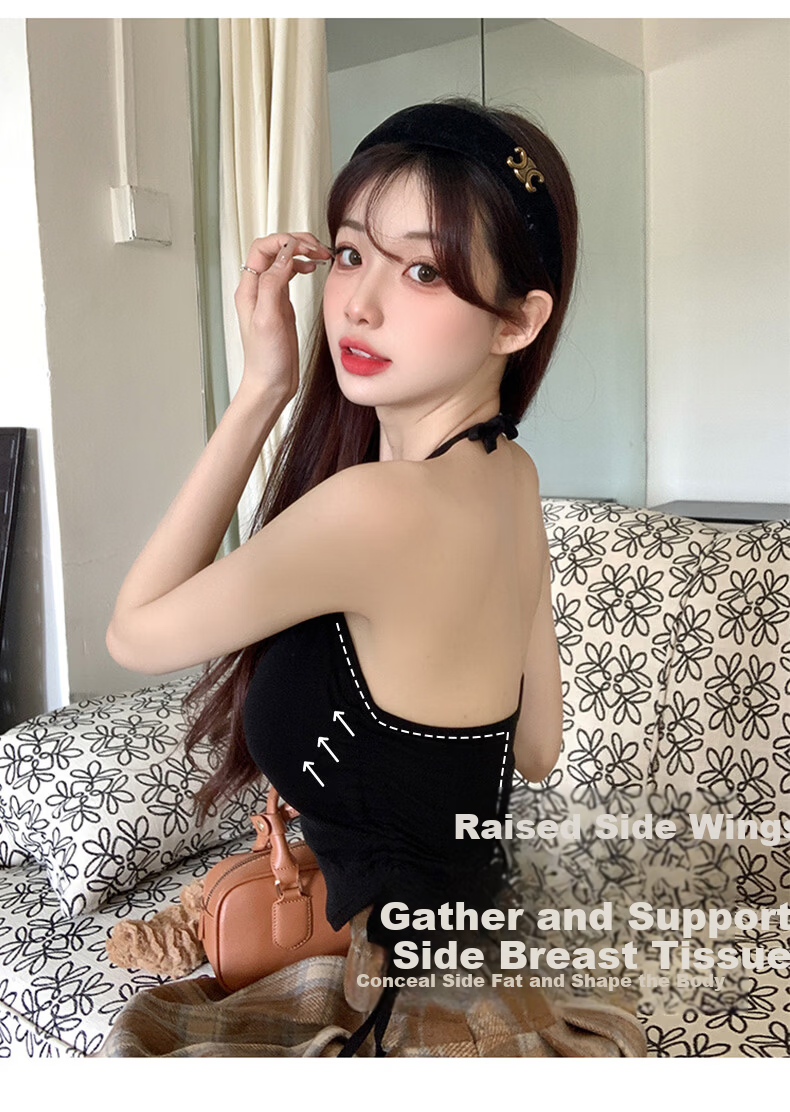 Modal Halter Neck Camisole Women's Simple Fashion Backless Bra Slim Fit Top with Chest Pad 3