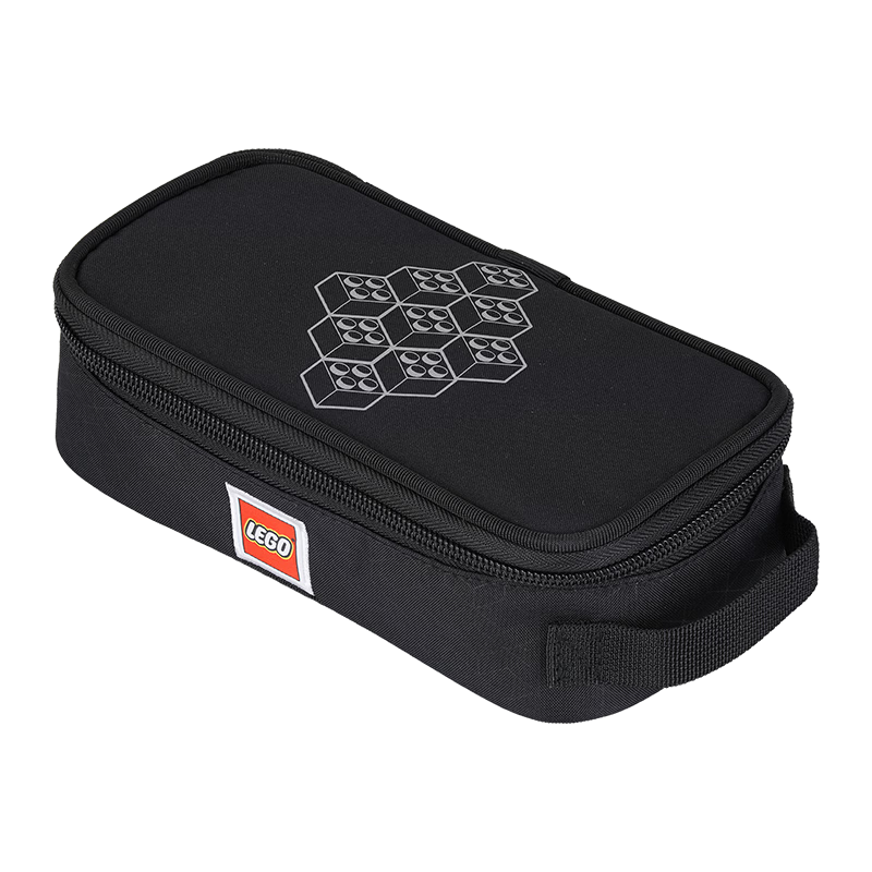 LEGO Stationery Box for Primary And Secondary School Students, Soft Pencil Case with Handle, Multifunctional Simple Design, Black Building Blocks 10052