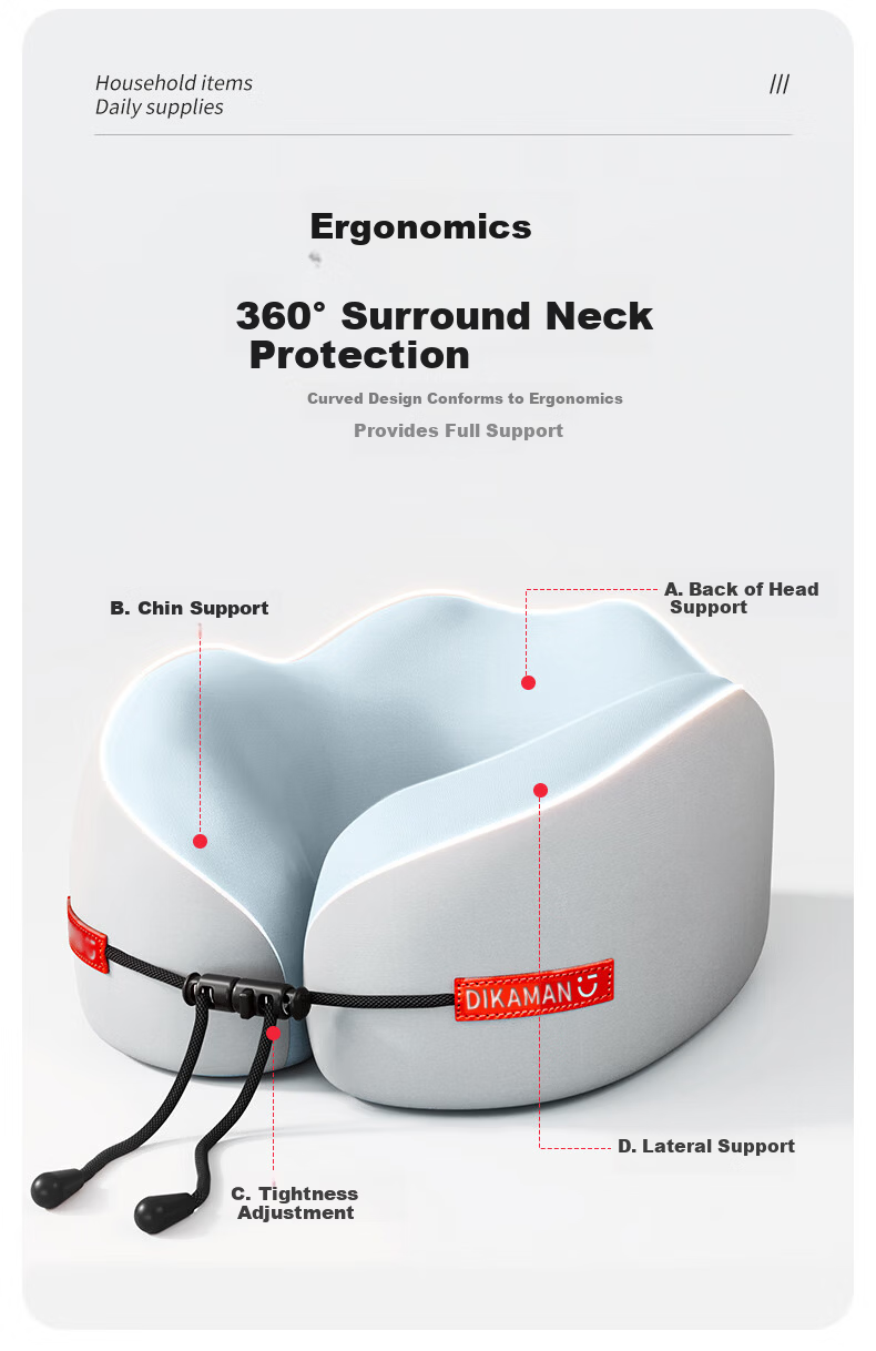 40,000km U-Shaped Memory Foam Travel Neck Pillow Portable Lightweight Long-Distance Cervical Pillow for Children Sky Blue 3