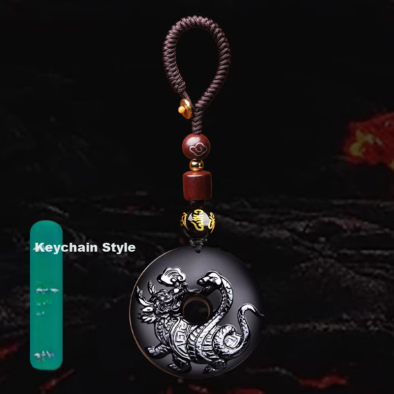 Li Juming Five Elements Water Deficiency Black Obsidian Xuanwu Pendant Northern Water God Snake Turtle Water Element Keychain Pendant Shui Ze Jie Gua