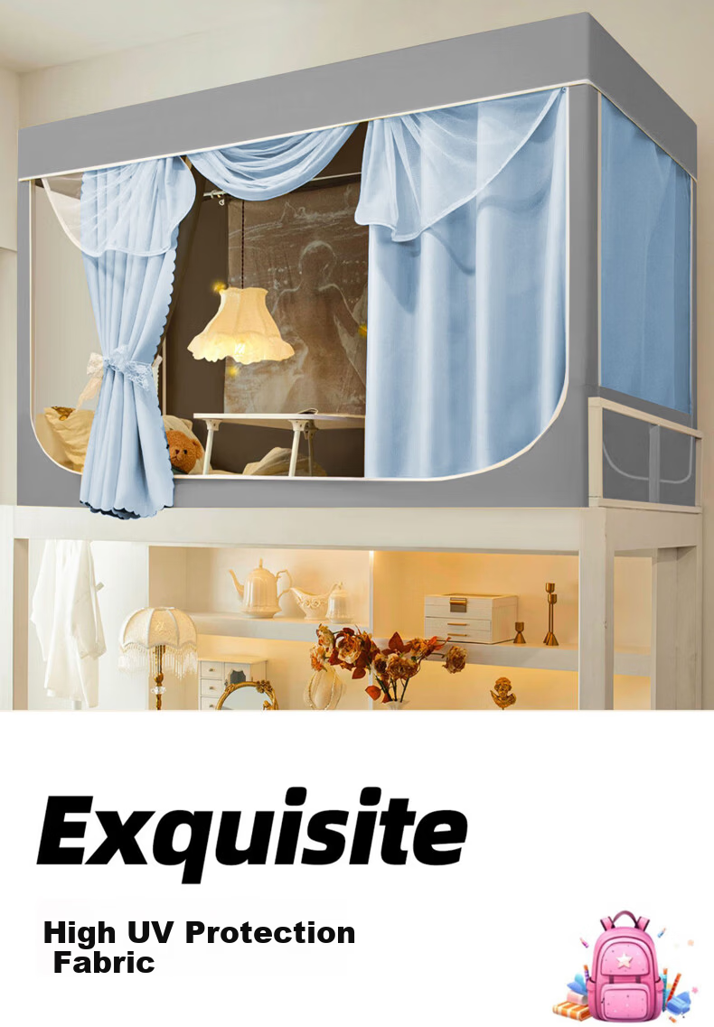 YANYANGTIAN Student Dormitory 100% Blackout Integrated Bed Curtain Mosquito Net for 0.9m Bed [Suitable for Bunk Beds] 7