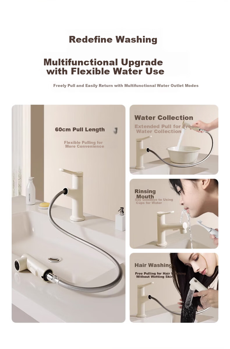 IVORPO German Basin Faucet Pull-Out Hot and Cold Bathroom Sink Tap 2