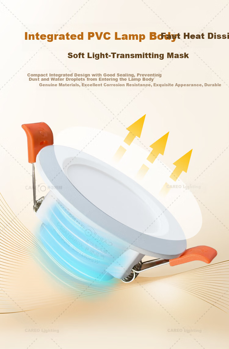 CARE LED Recessed Downlight Ceiling Light Corridor Light 3W 2-inch White Light 6500K Cutout 65±5mm 5