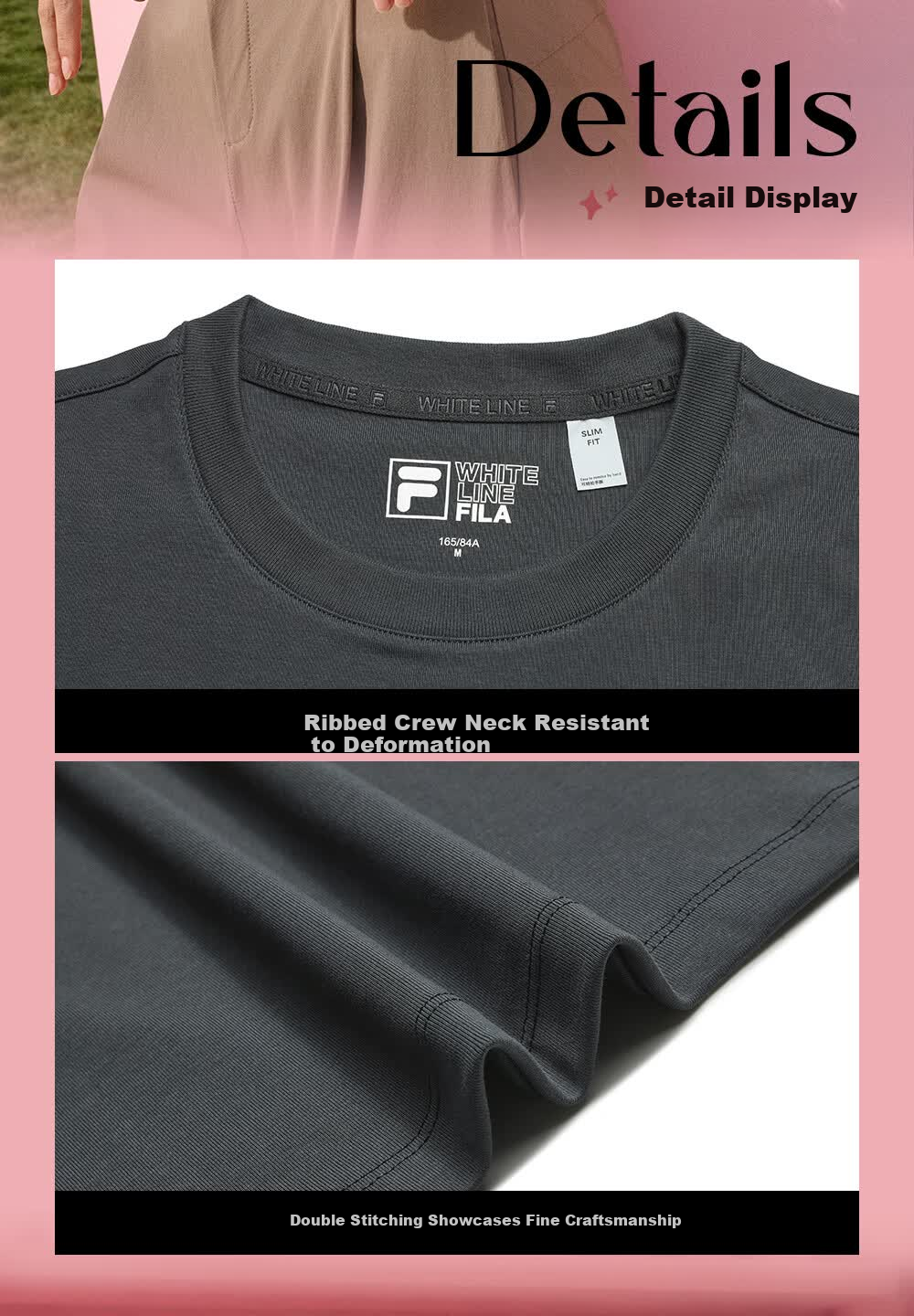 FILA Yang Mi Same Style Knitted Short Sleeve Shirt Women 2026 Summer Side Drawstring Fashion Casual Embroidered Logo Slim T-Shirt 8