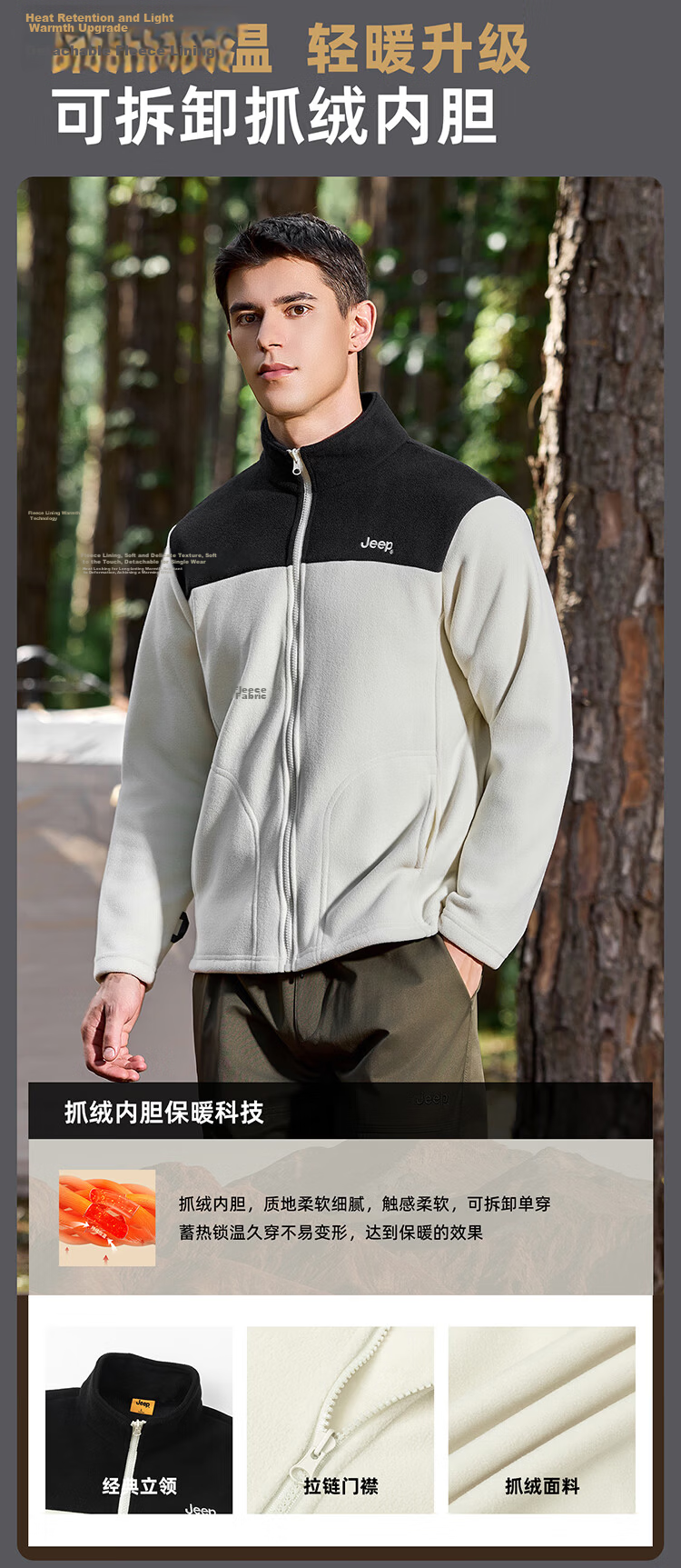 JEEP Men's 3-in-1 Fleece Two-Piece Warm Waterproof Jacket Advanced Black (Fleece) 3XL 8