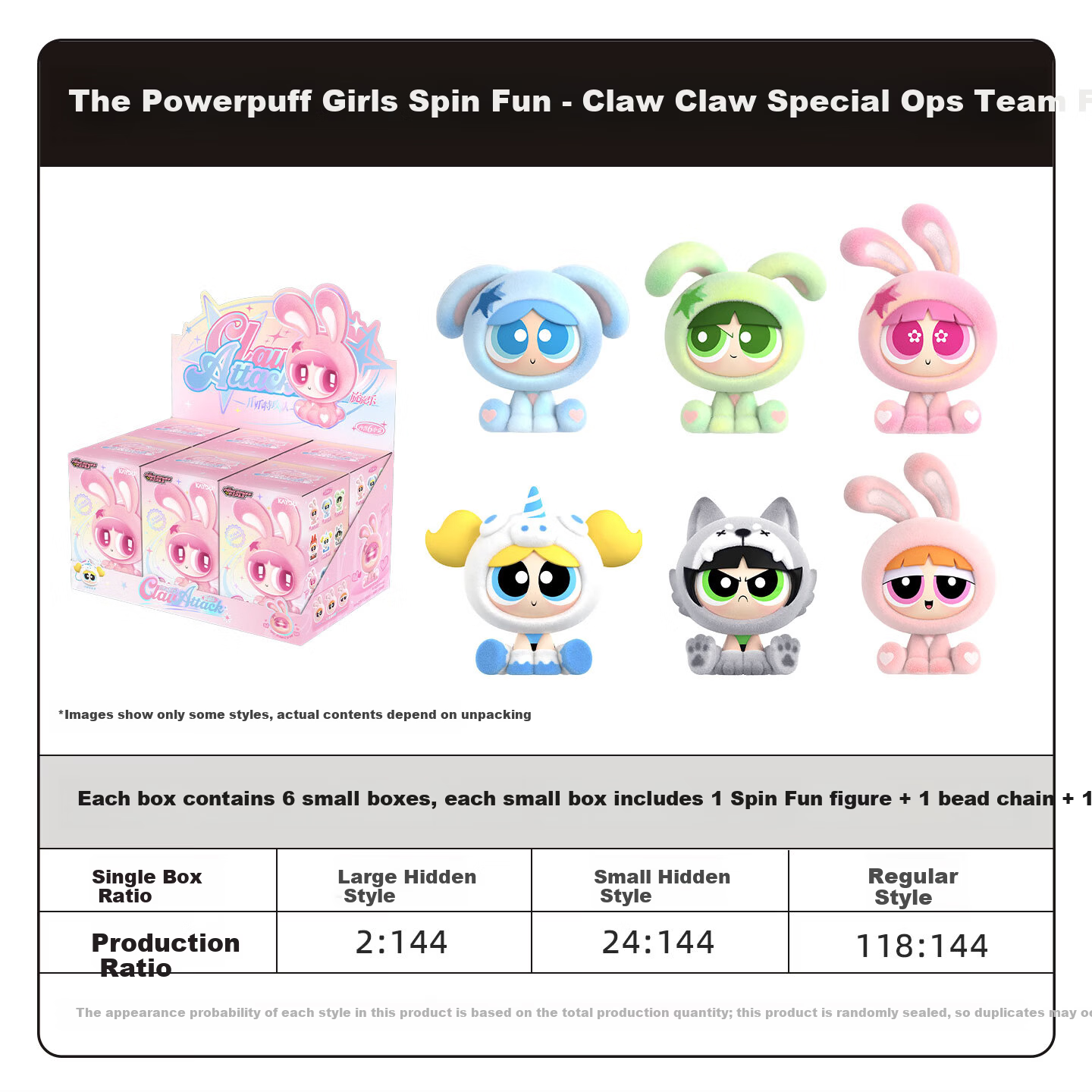 Kayou Powerpuff Girls Spin Spin Claw Special Ops Full Box Blind Box Figurine Face-Changing Doll Children's Day Gift