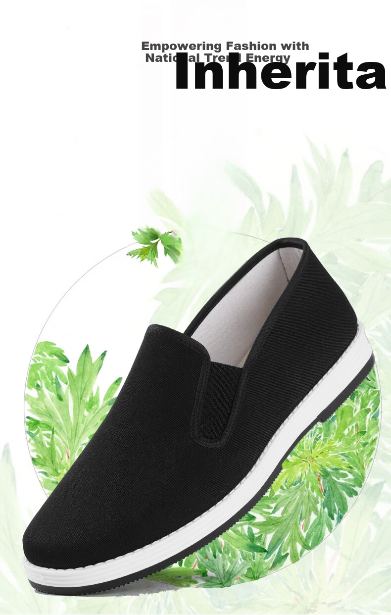 3539 Traditional Men's Cloth Shoes Herbal Antibacterial Deodorant Old Beijing Low-top Rubber Sole Casual Shoes Black Size 42 1