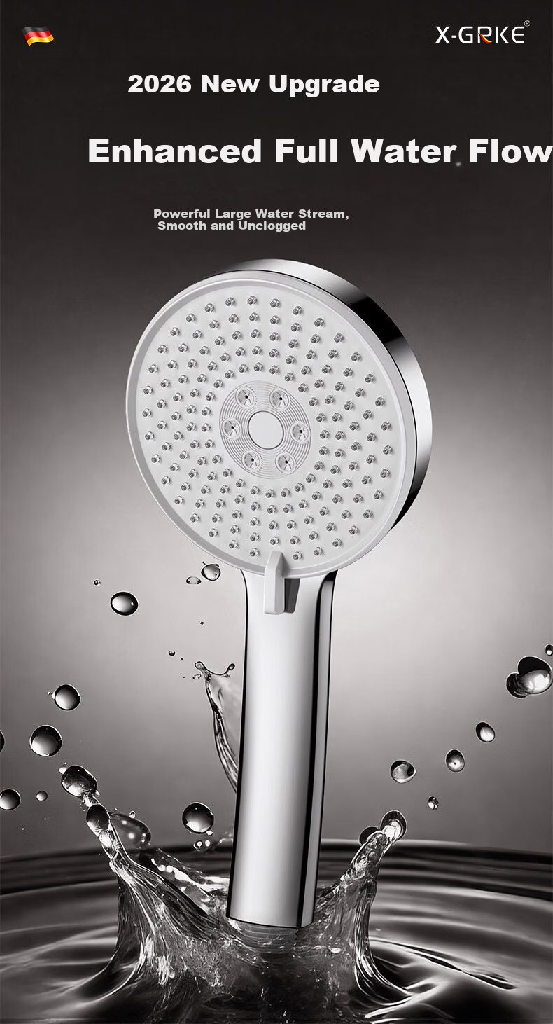 X-GRKE [Germany] High-Pressure Shower Head Turbo Boost Large Water Flow Bathroom Shower Sprayer 4
