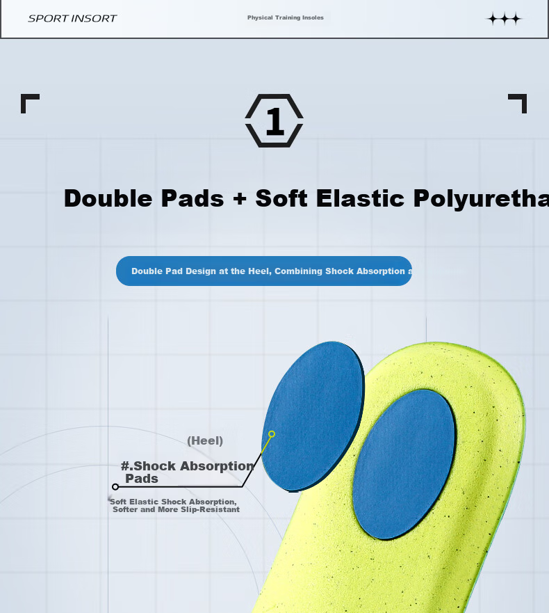 3515 Outdoor Training Sports Insoles for Men Shock Absorption Soft Cushioning Breathable Sweat-Absorbing Odor-Resistant Antibacterial Size 41 3