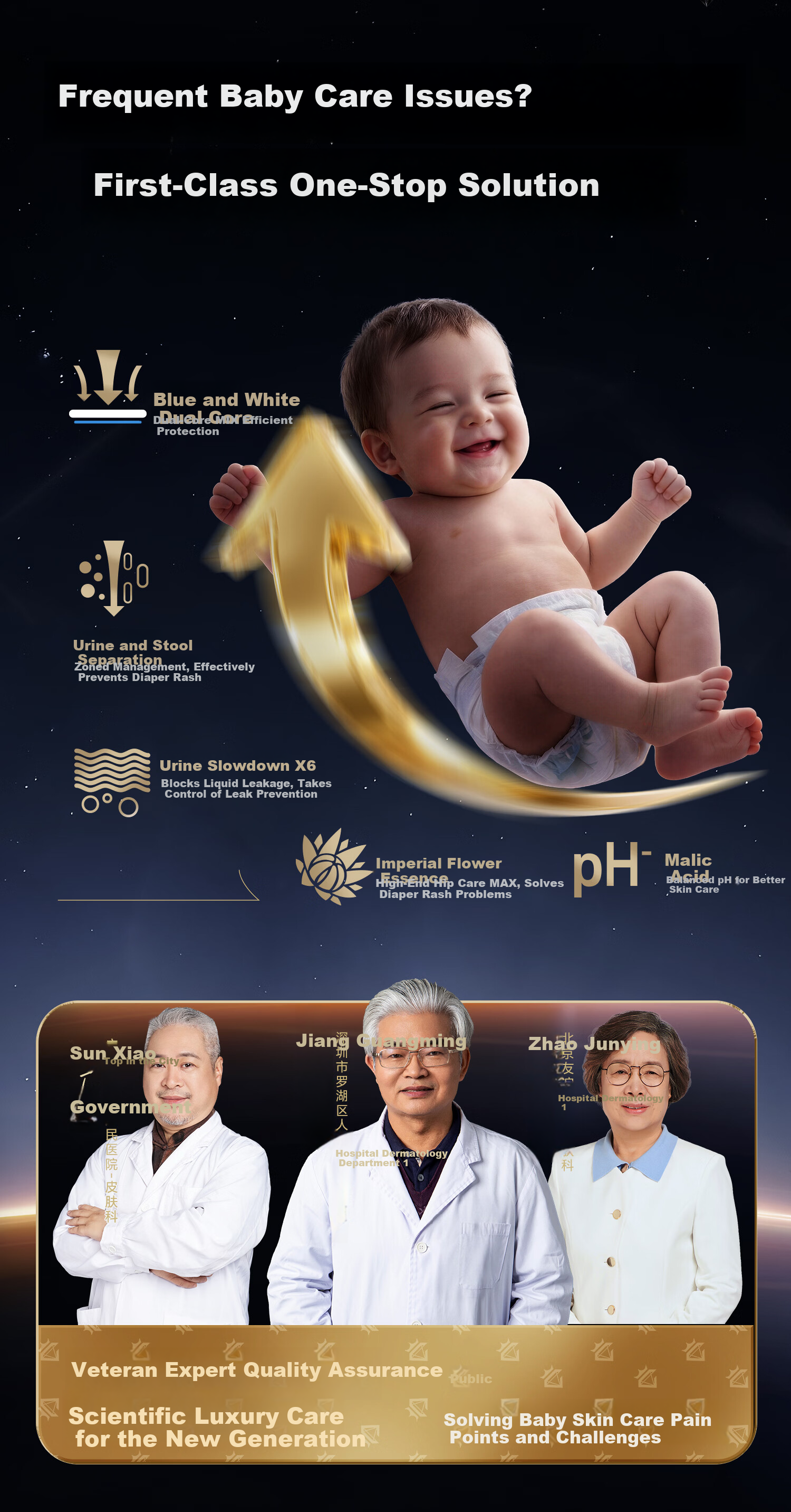 Yiying [All Night Sleep] Black Diamond First-Class Newborn Baby Diapers Night Use XL46 2