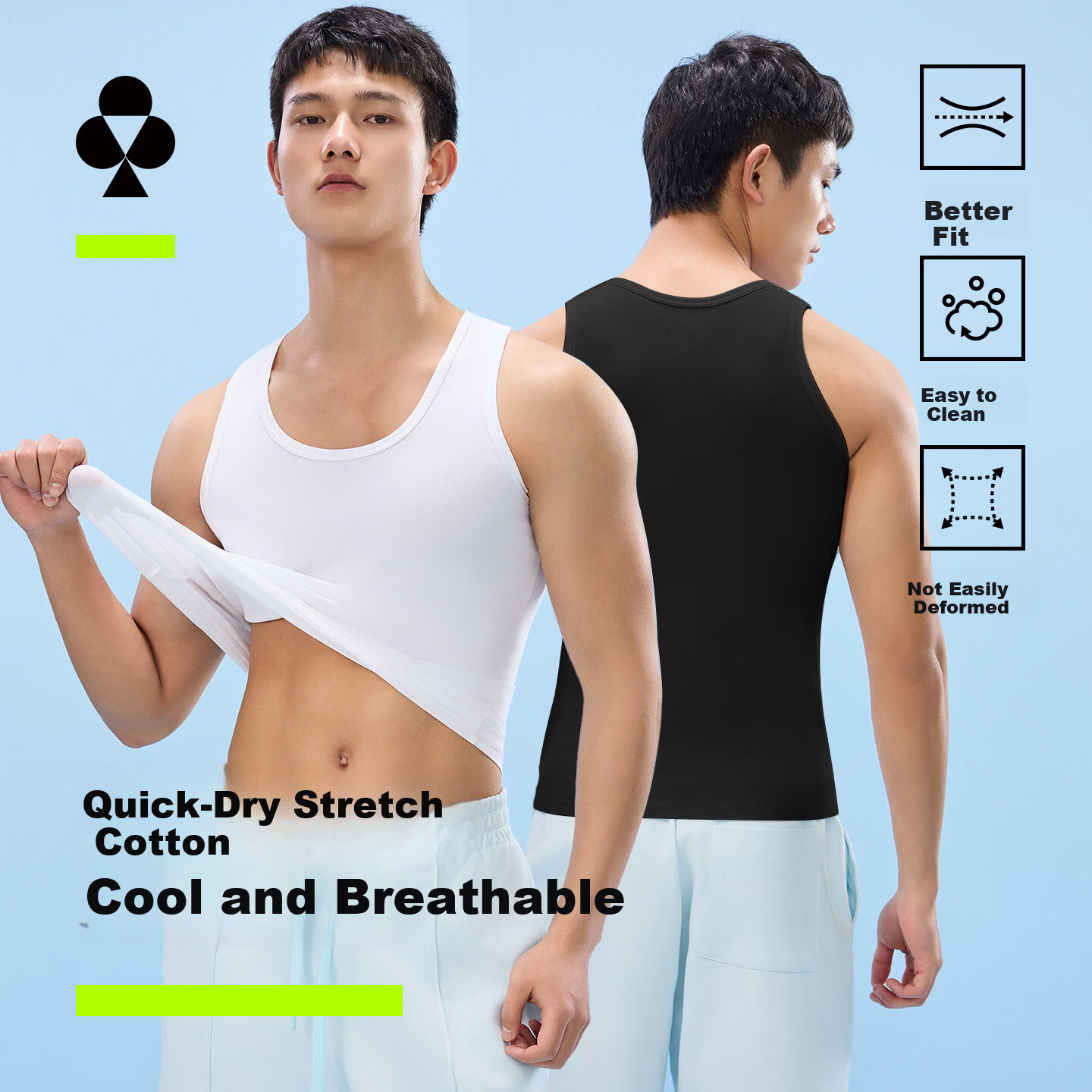 Youkeshu Men's Summer Thin Vest Inner Wear Racerback Sports Fitness Cotton-Feel Trendy Base Tank Top