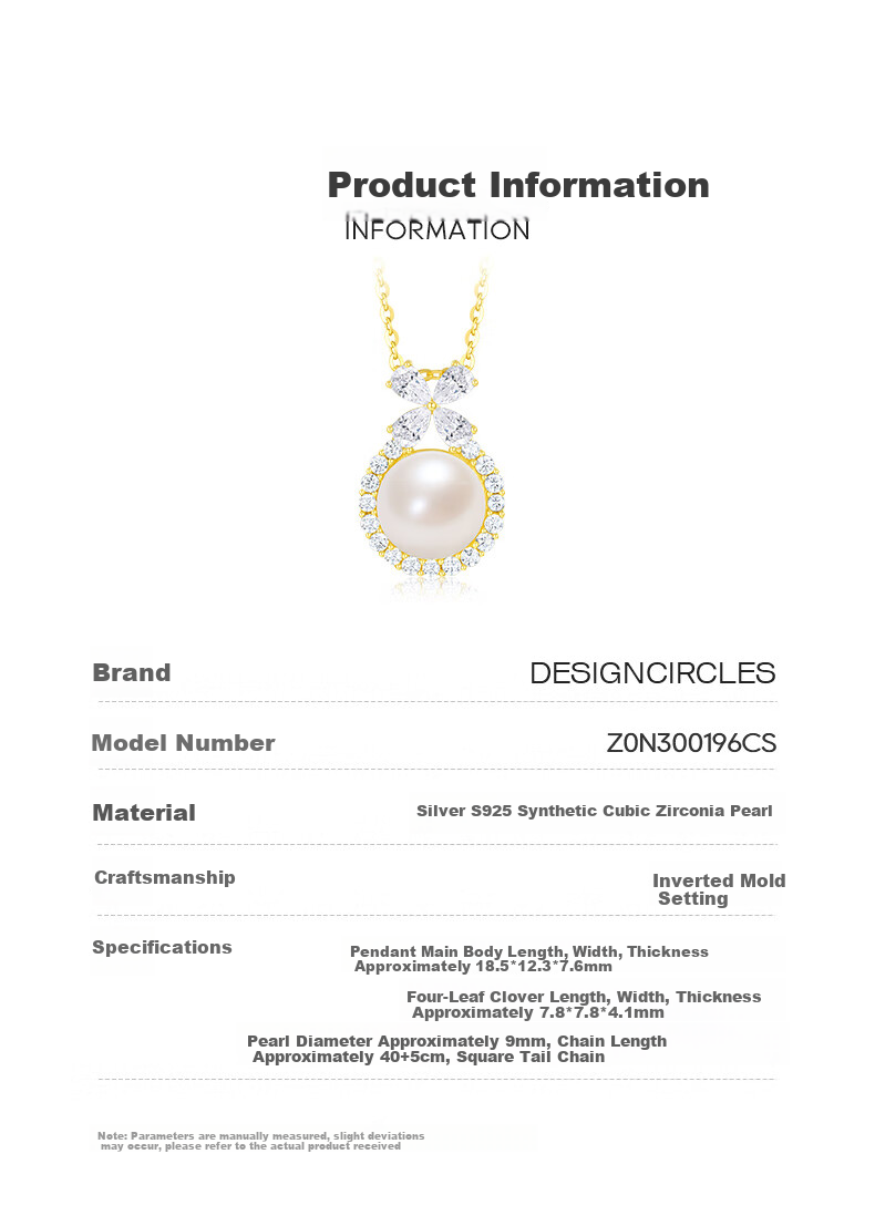CHOW TAI SENG DC Clover Pearl Necklace for Women Sweater Chain Sterling Silver Luxury Clavicle Chain Birthday Gift for Girlfriend Wife 7