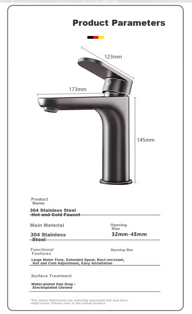 HOMK 【Germany】304 Stainless Steel Faucet Universal Bathroom Sink Basin Hot and Cold Splash-Proof Faucet 10