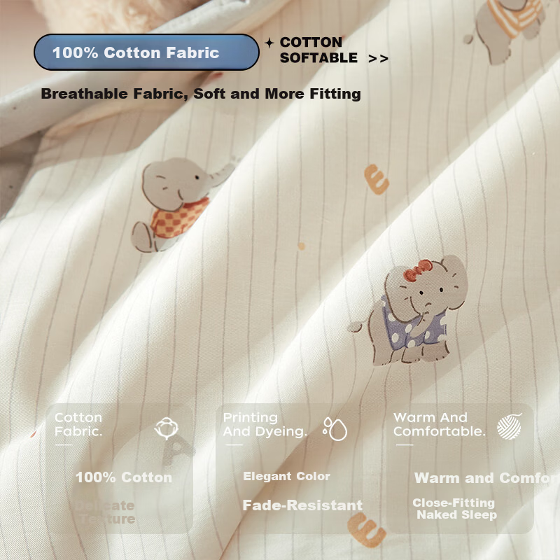 MUJI Pure Cotton Summer Quilt Xinjiang Cotton Cooling Air-Conditioned Thin Quilt Core 200x230cm Bubble Elephant