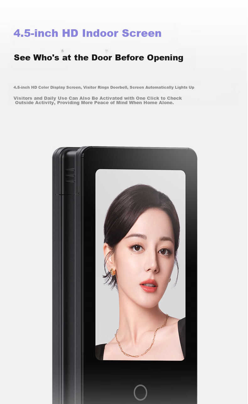 DESMAN Smart Door Lock 3D Facial Recognition Visual Peephole Large Screen Fingerprint Password Xiaodi U3F 17