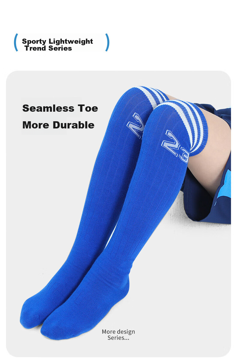Barbie Kids Soccer Socks Spring and Autumn High Tube Sports Socks Boys Basketball Socks Mid Tube Over-the-Knee Socks White+Blue 2 Pairs Set 3