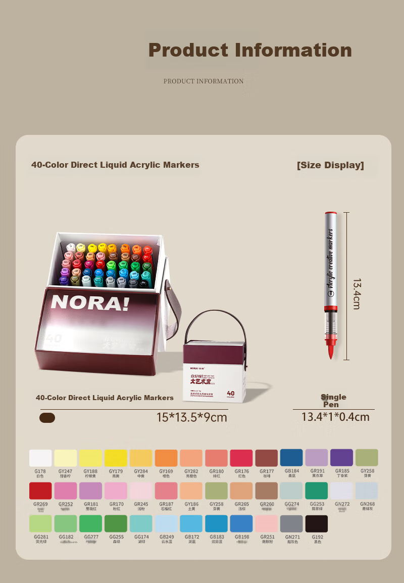 Noya Gift Box Set Direct Liquid Acrylic Markers Soft Tip 60 Colors Layerable Children's Art Watercolor Pens for Elementary Students Kindergarten Drawing Birthday School Season Gift 17
