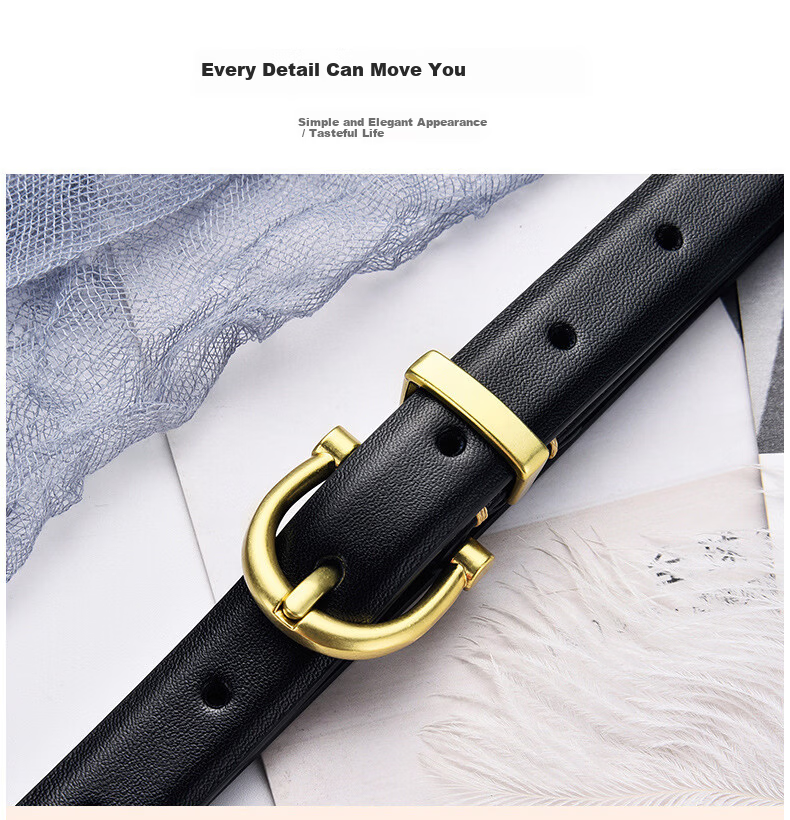 Half-Cigarette Women's Casual Leather Belt Versatile Genuine Pin Buckle Belt for Jeans and Leather Pants High-End Fashion Gift 2