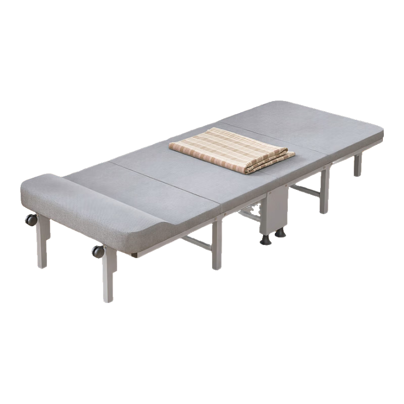 Restar Folding Bed, Single Nap Bed for Office, Portable Wooden Board Accompanying Bed, Foam Bed with Built-In Headrest, 80cm