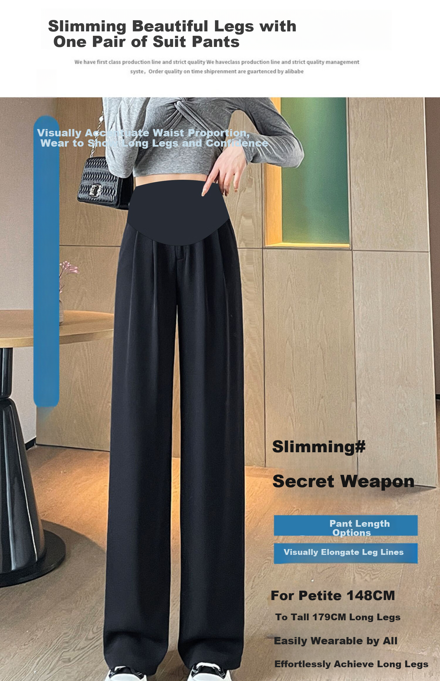 JOYNCLEON Maternity Pants Summer Thin Wide-Leg Suit Pants Comfortable Maternity Trousers Black XL JYK176497 1
