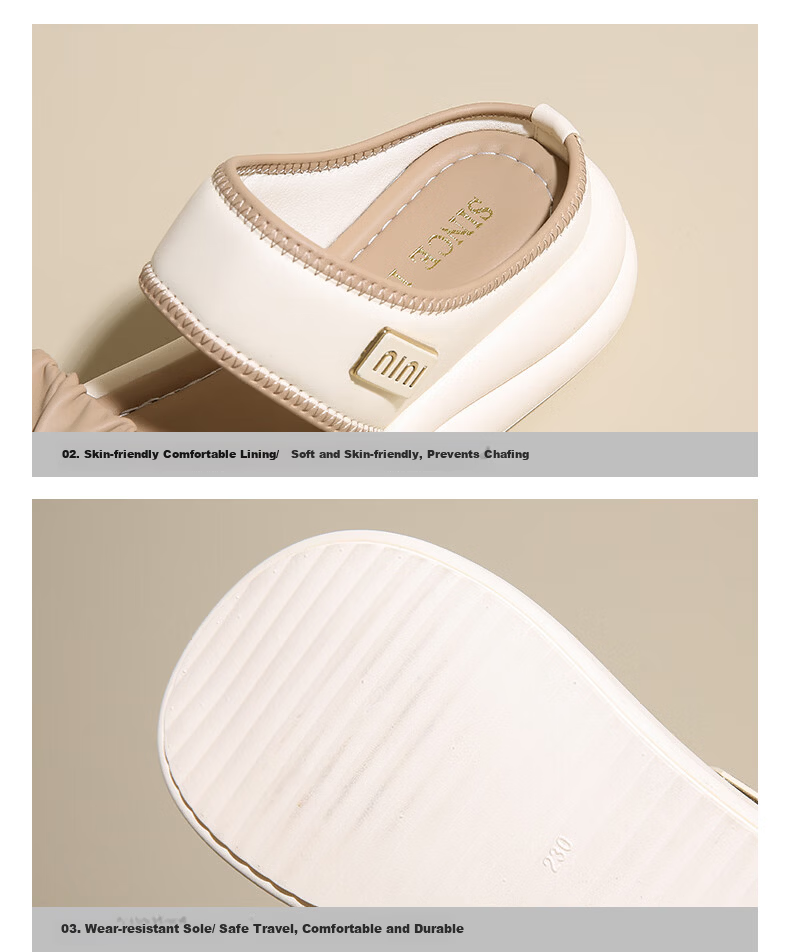 CARTELO Women's Casual Shoes Summer New Fashion Pleated Thick Sole Soft Sole Beach Sandals for Women 1810 Beige Size 36 4