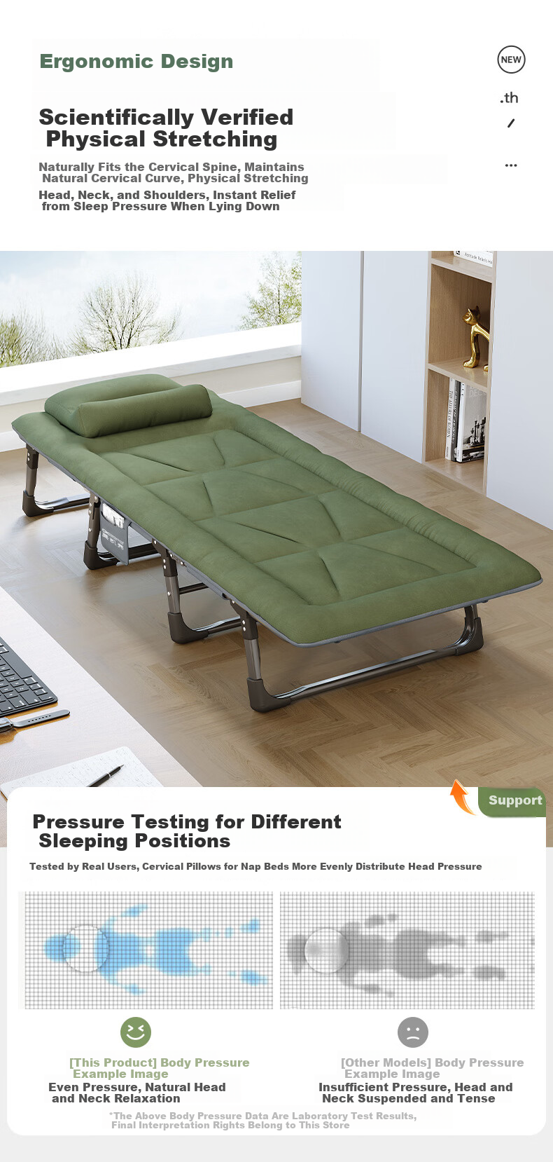 Aokai Fu Folding Bed Recliner Office Nap Bed Hospital Care Bed Ergonomic Traction Neck Support 3