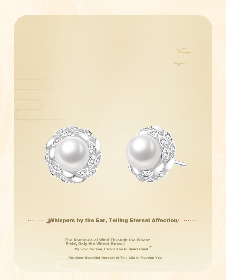 Lao Feng Xiang Pearl Stud Earrings for Women Silver Tassel Elegant Safety Temperament Jewelry Birthday Anniversary Gift for Girlfriend Wife 4