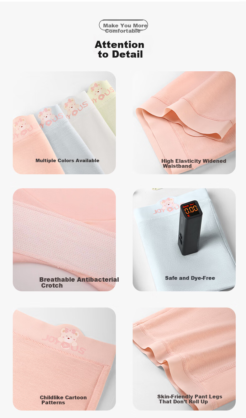 Miiow Kids Safety Shorts 3-Pack Girls Silk Gusset Three-in-One Anti-Exposure Boxer Briefs 16
