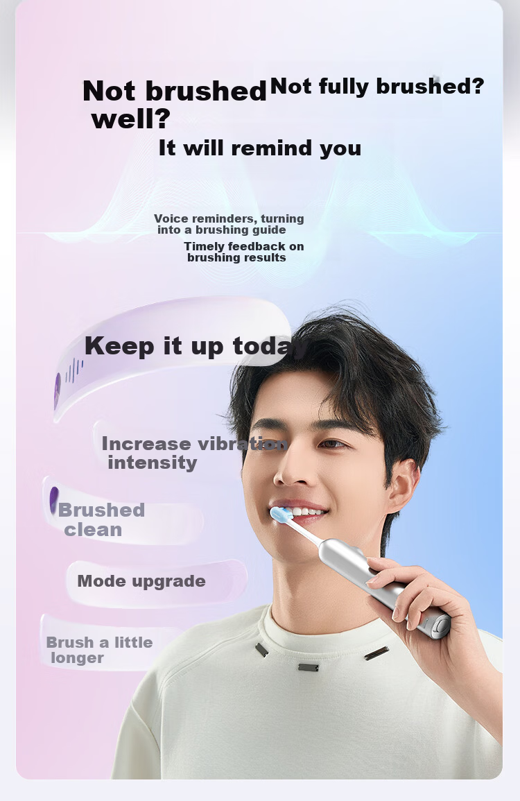 JD Jingzao Electric Toothbrush JZ9Pro Satin Silver Servo Vibration Deep Cleaning Gum Care Long Battery Life Smart Display Voice Guidance Birthday Gift for Boyfriend Girlfriend 3