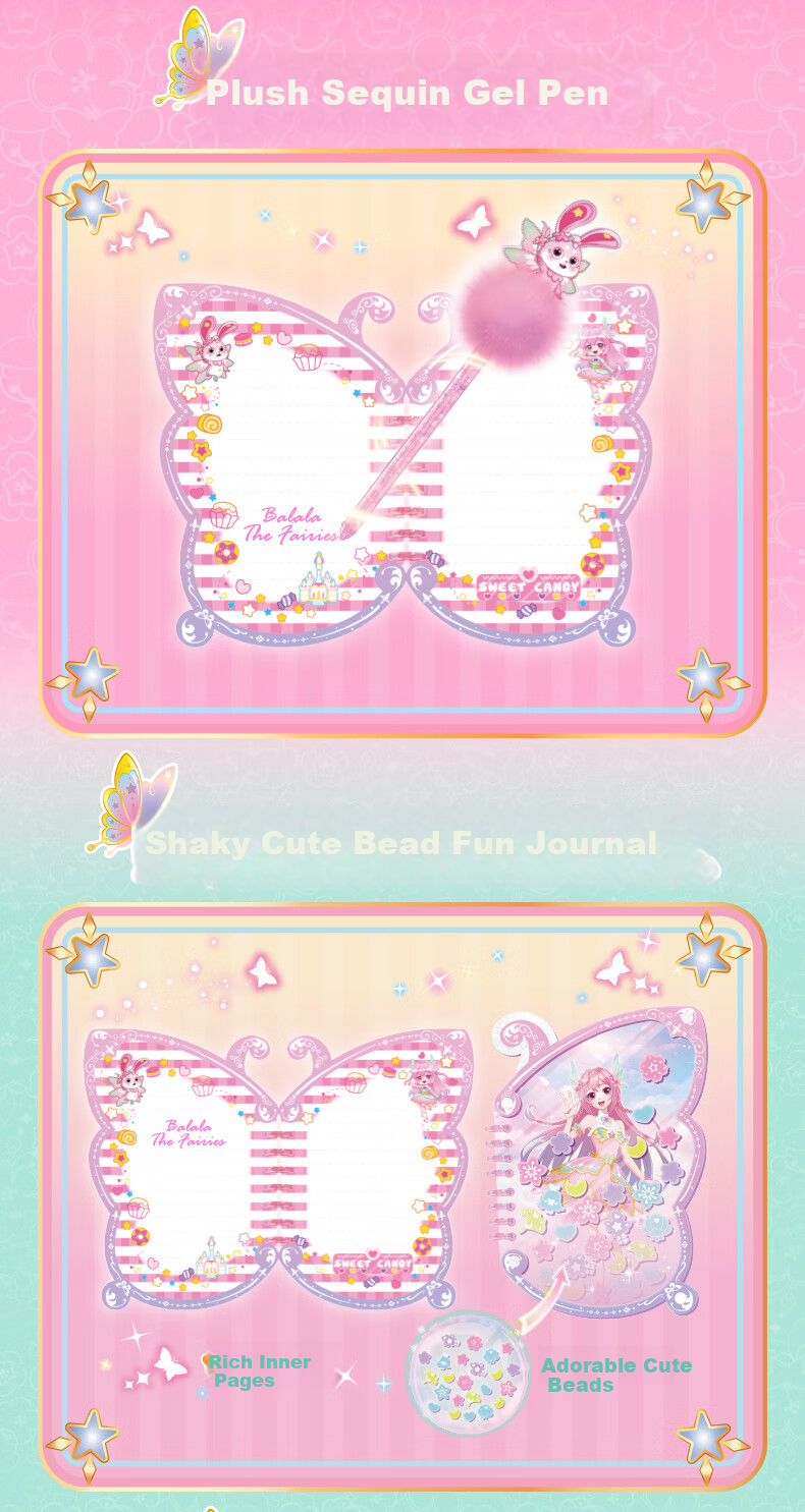 AULDEY Balala Little Magic Fairy DIY Diary Gift Box Plush Neutral Pen Bookmark Girls Stationery Pretend Play Birthday Gift 3