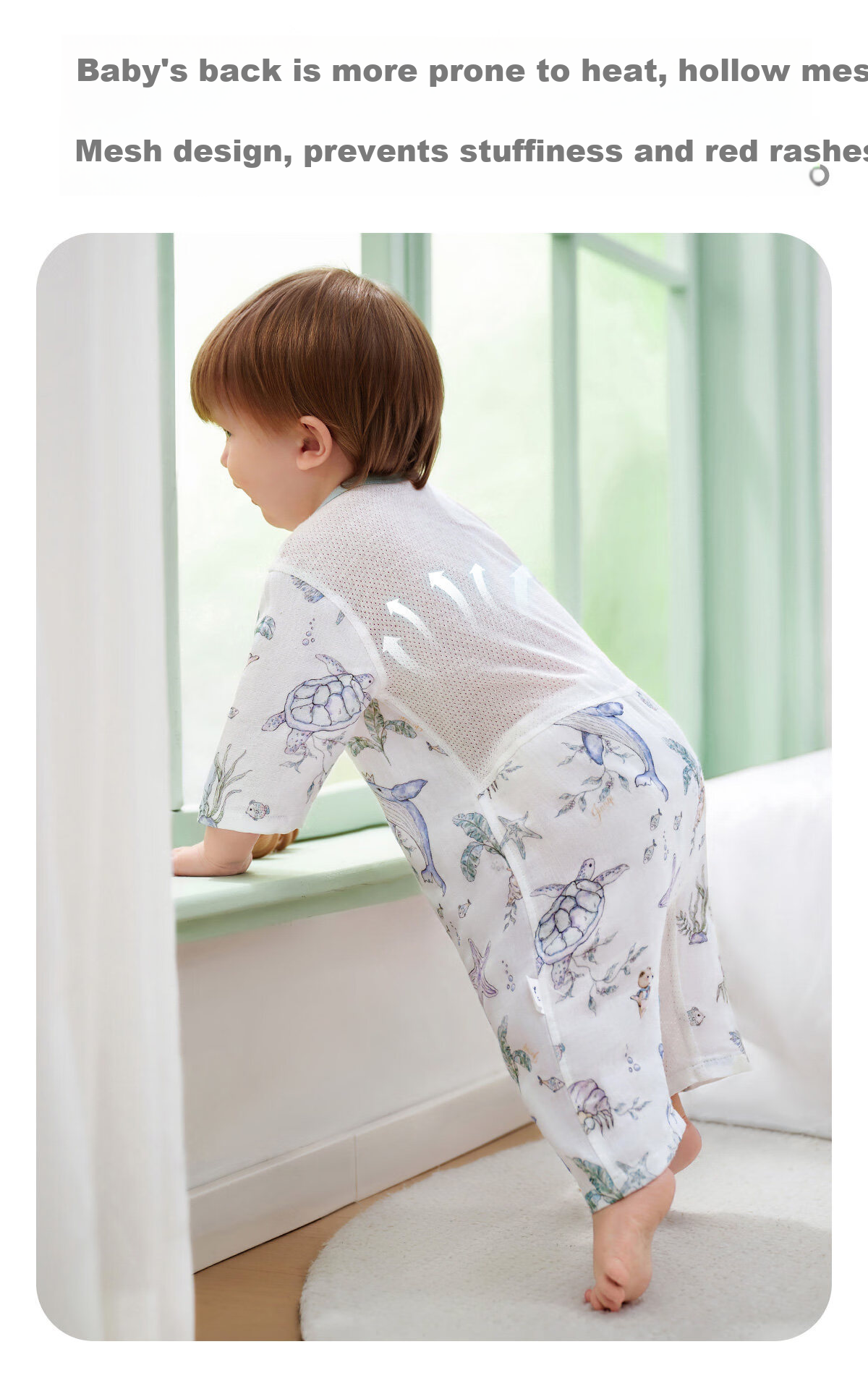 JOYNCLEON Newborn Baby Summer Lightweight Mesh Romper Full Moon Baby Bamboo Cotton Breathable Crawling Suit Jlt204880 10