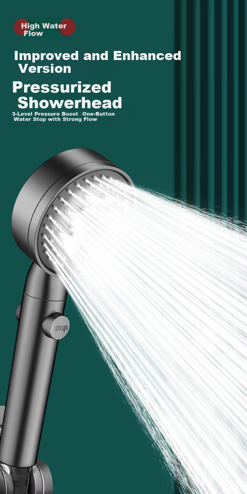 Baihan High-Pressure Shower Head Set with Powerful Water Flow, Filter, Multifunctional Handheld Bathroom Showerhead 1