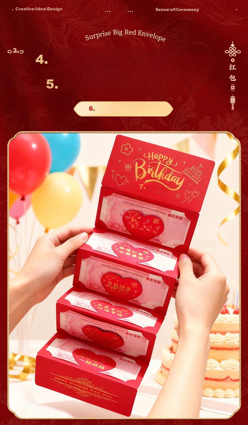New New Fine Art Birthday Red Envelope for Parents Gift Red Packet Ang Pao Set of 2 7