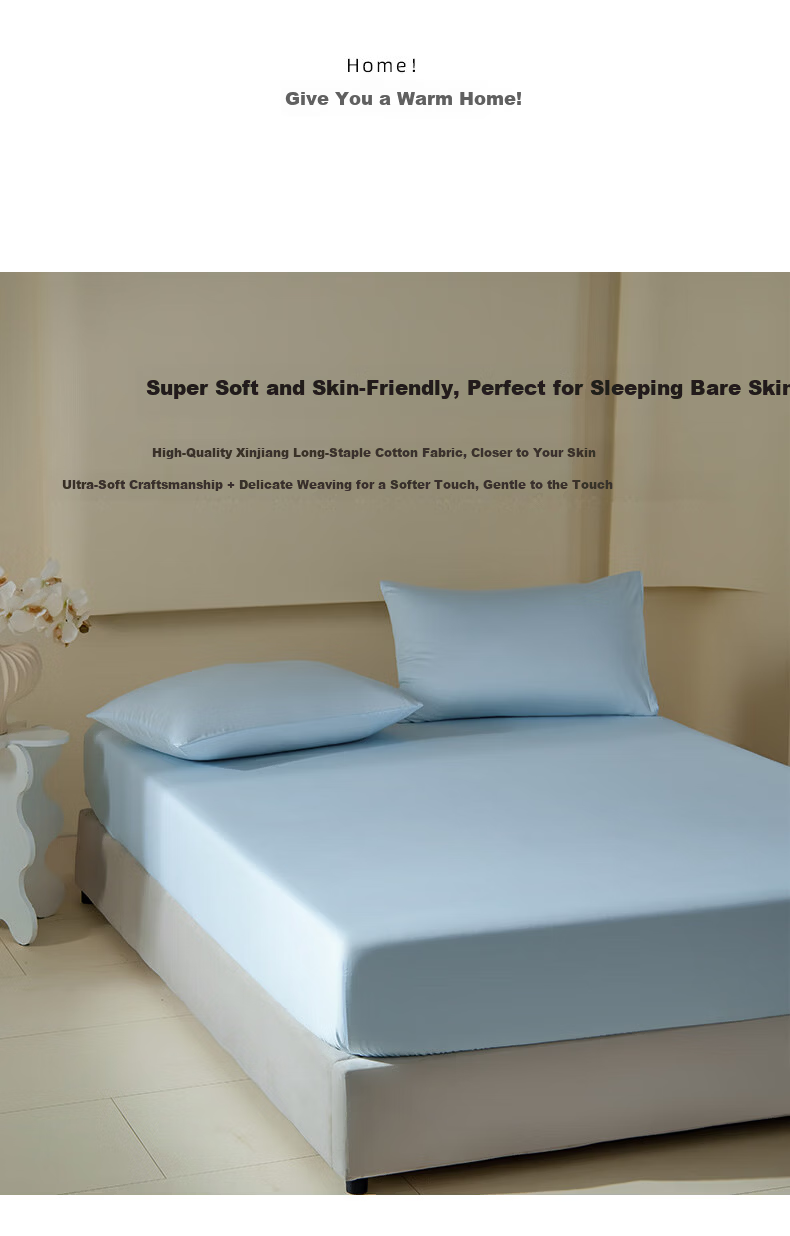 MUJI A-Class 60s 100% Cotton Fitted Sheet Single Piece Pure Cotton Bed Cover Full Wrap Mattress Protector 180*200cm 2