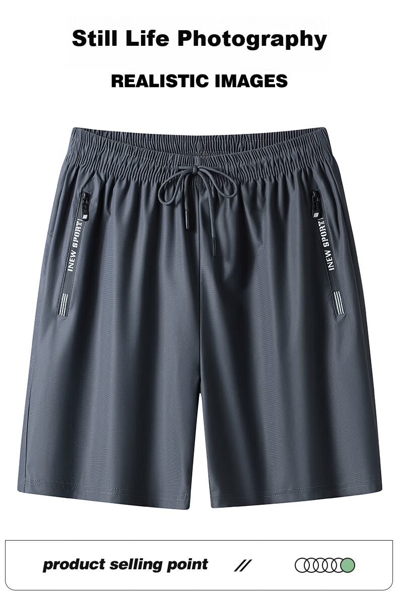 ROMON Men's Summer Ice Silk Thin Loose Casual Sports Quick-Dry Straight Five-Point Shorts 5018 Black L 8
