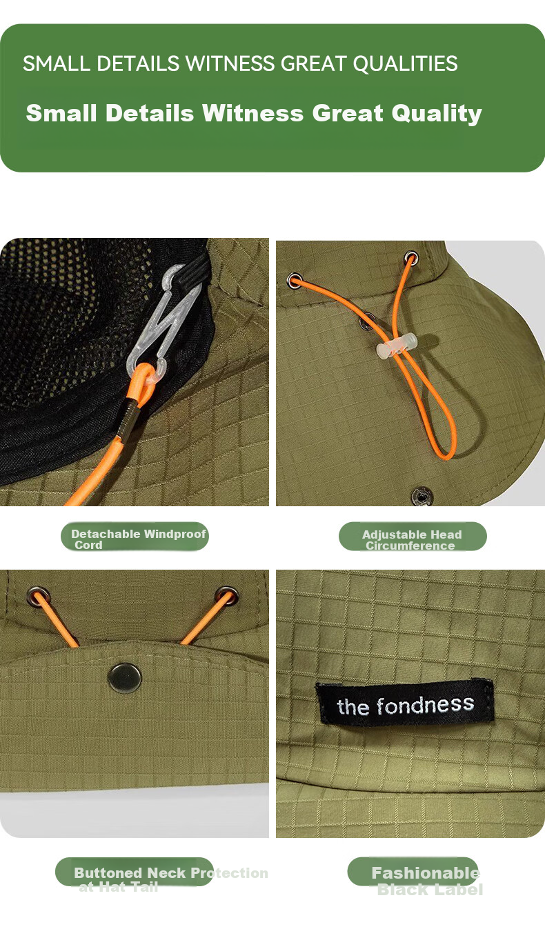 FitonTon Women's Summer Outdoor Mountaineering Sun Protection Hat Breathable Neck Guard UV Protection Embroidered Bucket Hat 5