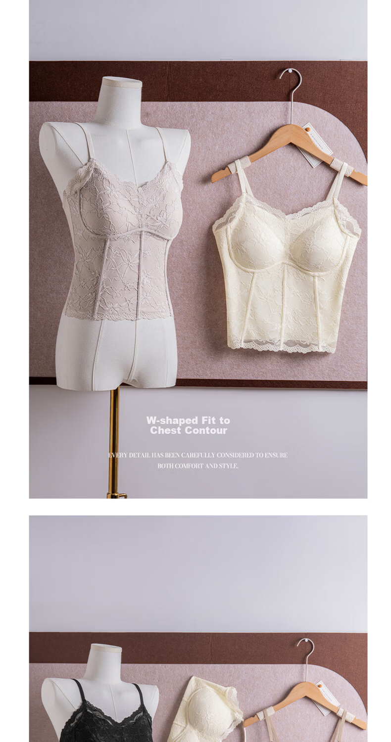 Tingmei [No Bra Needed] Sexy Lace Camisole Women's Thin Lingerie with Built-in Padding Convenient Vest for Outerwear 11