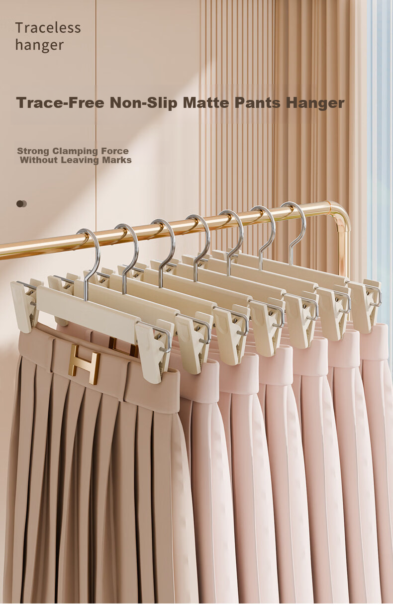 FAJIENUO Pants Hanger Clips Household Clothes Hanger with Clips for Hanging Pants Non-Marking Strong Anti-Slip JK Skirt Underwear Drying Rack 1